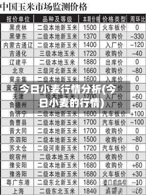 今日小麦行情分析(今日小麦的行情)-第2张图片