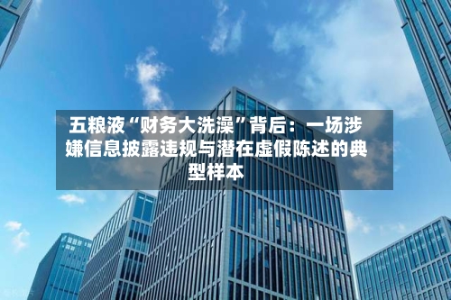 五粮液“财务大洗澡”背后：一场涉嫌信息披露违规与潜在虚假陈述的典型样本-第2张图片