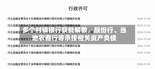 多个村镇银行获批解散	，股份行	、当地农商行等承接相关资产负债-第1张图片